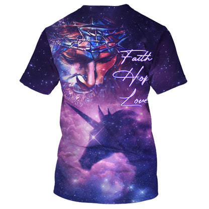 Faith Hope Love Shirts -  Jesus Unicorn Galaxy 3d Shirts - Christian T Shirts For Men And Women