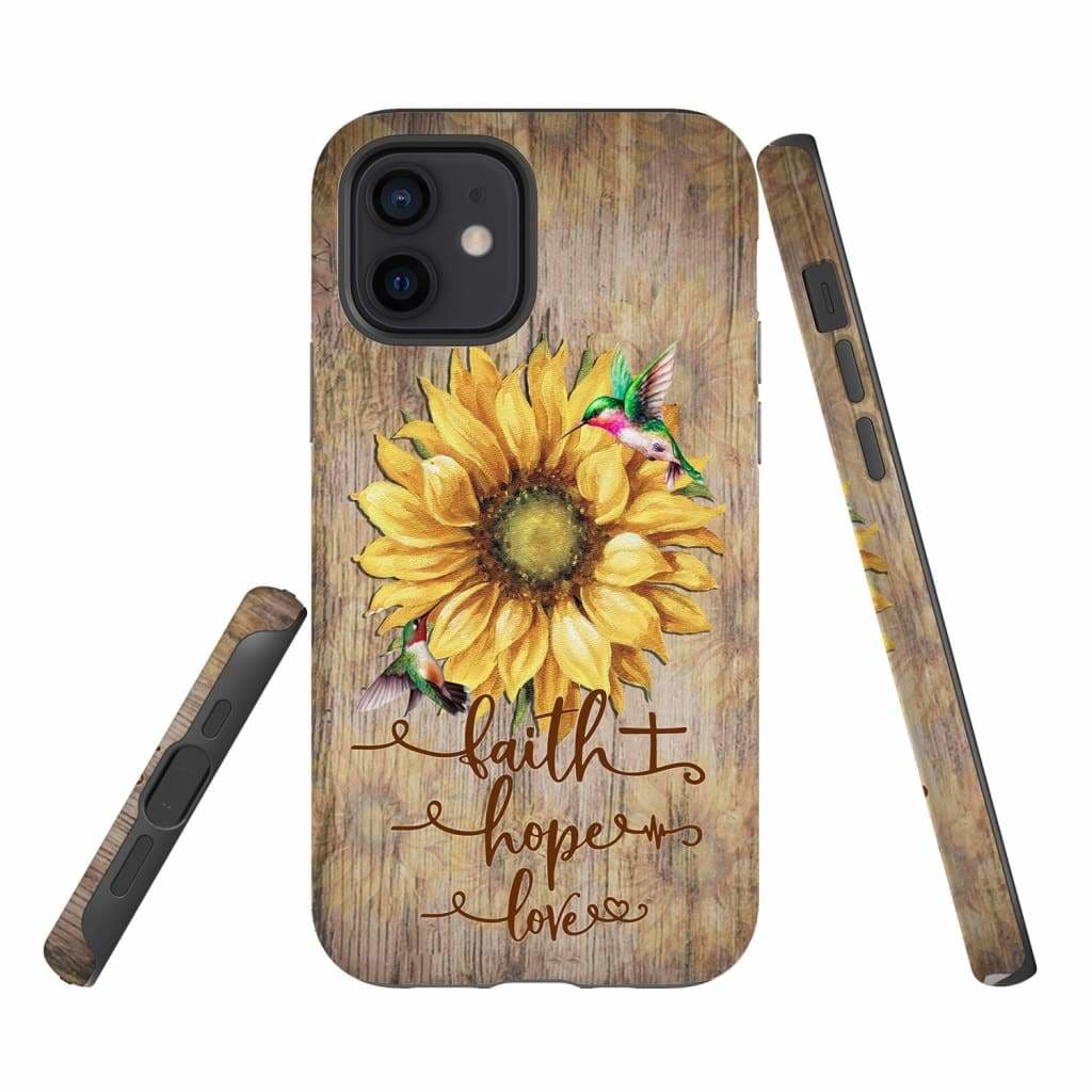 Faith Hope Love Sunflower Phone Case - Scripture Phone Cases - Iphone Cases Christian