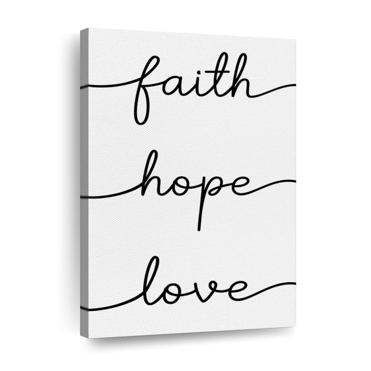 Faith Hope Love Typography I Canvas Wall Art - Christian Wall Decor Art - Religious Wall Decor