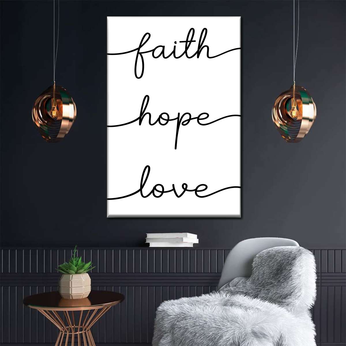 Faith Hope Love Typography I Canvas Wall Art - Christian Wall Decor Art - Religious Wall Decor