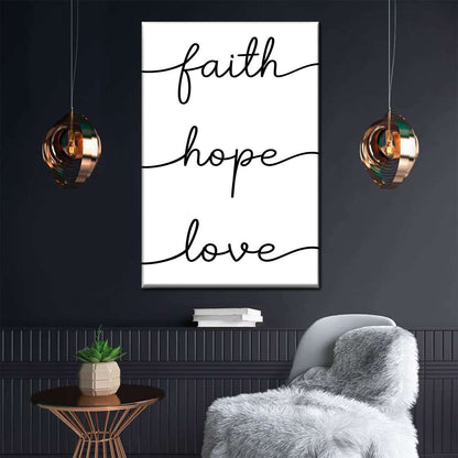 Faith Hope Love Typography I Canvas Wall Art - Christian Wall Decor Art - Religious Wall Decor