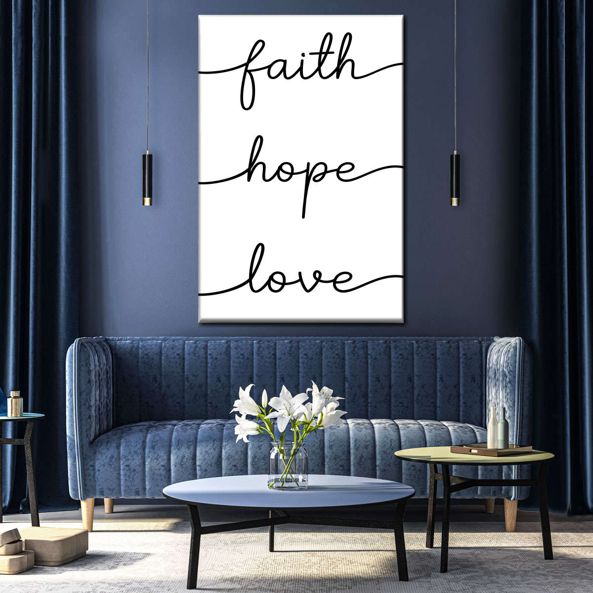 Faith Hope Love Typography I Canvas Wall Art - Christian Wall Decor Art - Religious Wall Decor