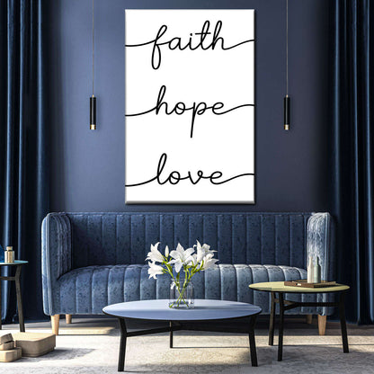 Faith Hope Love Typography I Canvas Wall Art - Christian Wall Decor Art - Religious Wall Decor