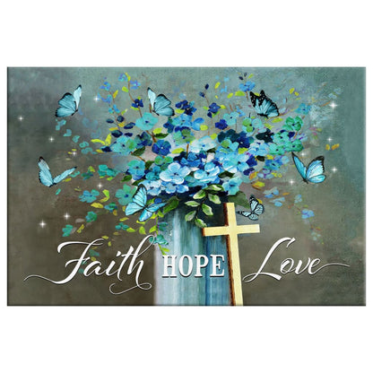 Faith Hope Love Wall Art Canvas, Butterfly Christian Wall Decor - Religious Wall Decor