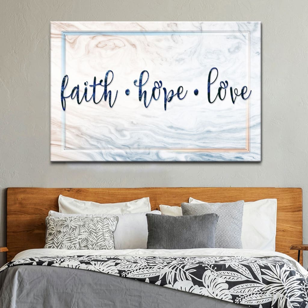 Faith Hope Love Wall Art Canvas, Christian Wall Decor - Religious Wall Decor