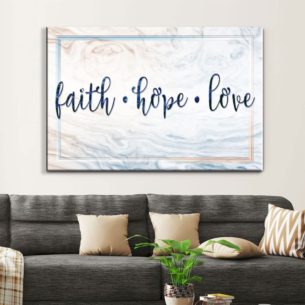 Faith Hope Love Wall Art Canvas, Christian Wall Decor - Religious Wall Decor