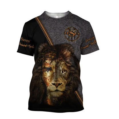 Faith In God Lion Save Jesus Shirt - Christian 3d Shirts For Men Women