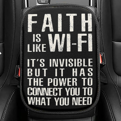 Faith Is Like Wifi Seat Box Cover, Christian Car Center Console Cover