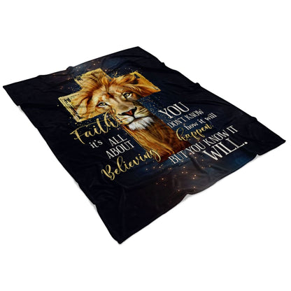 Faith It's Not All About Believing Fleece Blanket - Christian Blanket - Bible Verse Blanket