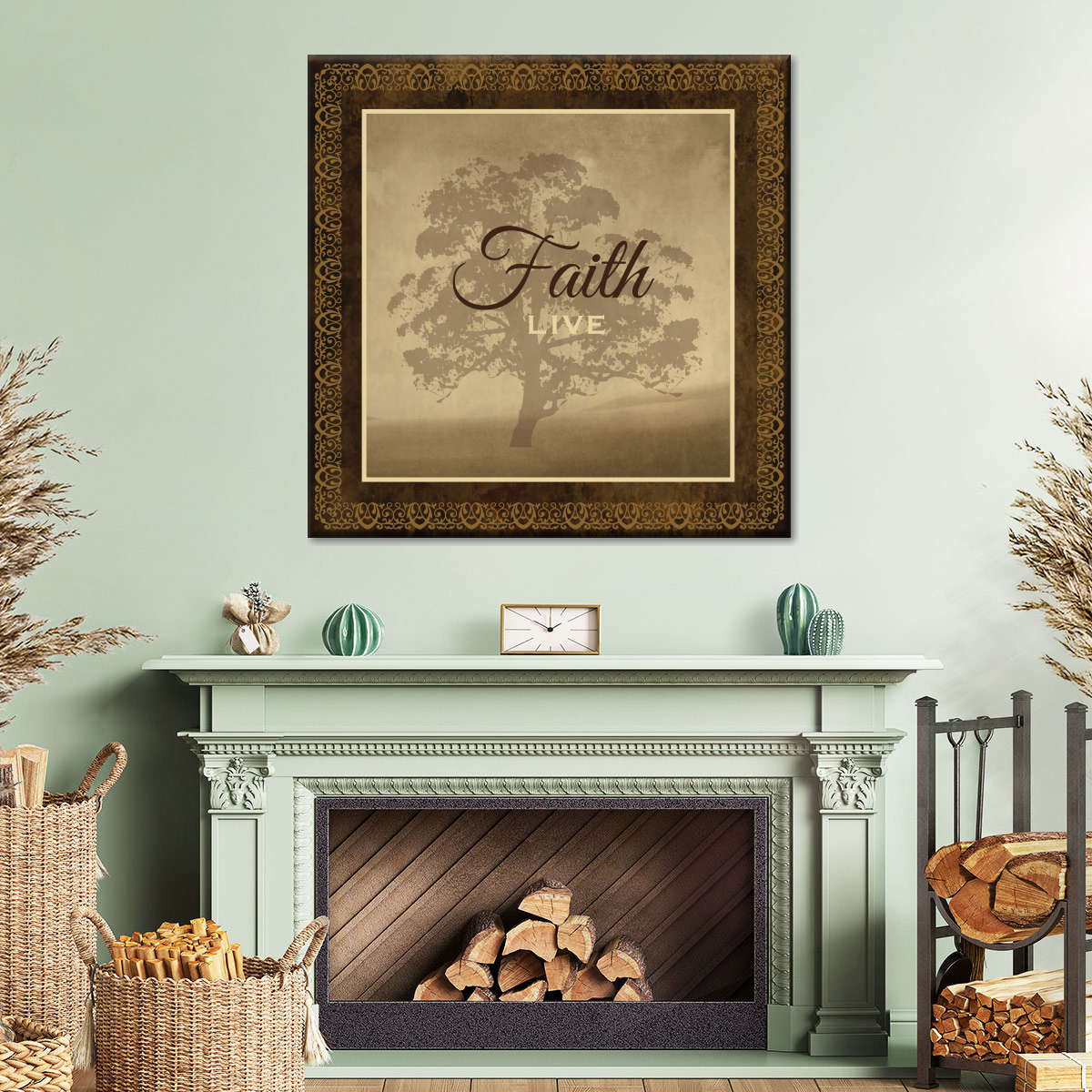 Faith Live Square Canvas Wall Art - Bible Verse Wall Art Canvas - Religious Wall Hanging