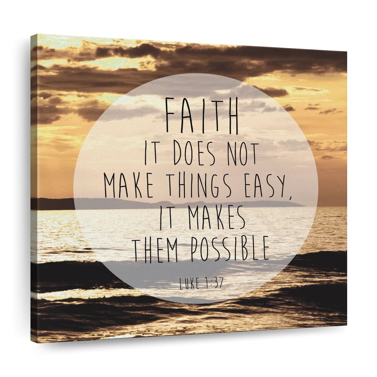 Faith Luke 1-37 Square Canvas Wall Art - Bible Verse Wall Art Canvas ...