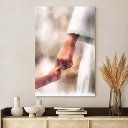 Faith Of A Child Jesus Hold Your Hand Canvas Wall Art - Christian Wall Art Decor - Religious Wall Art Canvas