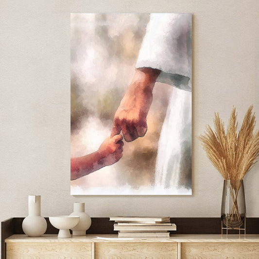 Faith Of A Child Jesus Hold Your Hand Canvas Wall Art - Christian Wall Art Decor - Religious Wall Art Canvas