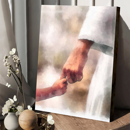 Faith Of A Child Jesus Hold Your Hand Canvas Wall Art - Christian Wall Art Decor - Religious Wall Art Canvas