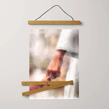 Faith Of A Child Jesus Hold Your Hand Hanging Canvas Wall Art - Christian Wall Art Decor - Religious Hanging Canvas Wall Art