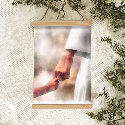 Faith Of A Child Jesus Hold Your Hand Hanging Canvas Wall Art - Christian Wall Art Decor - Religious Hanging Canvas Wall Art