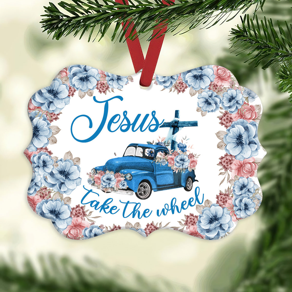 Faith Old Truck Jesus Take The Wheel Metal Ornament - Christmas Ornament - Christmas Gift