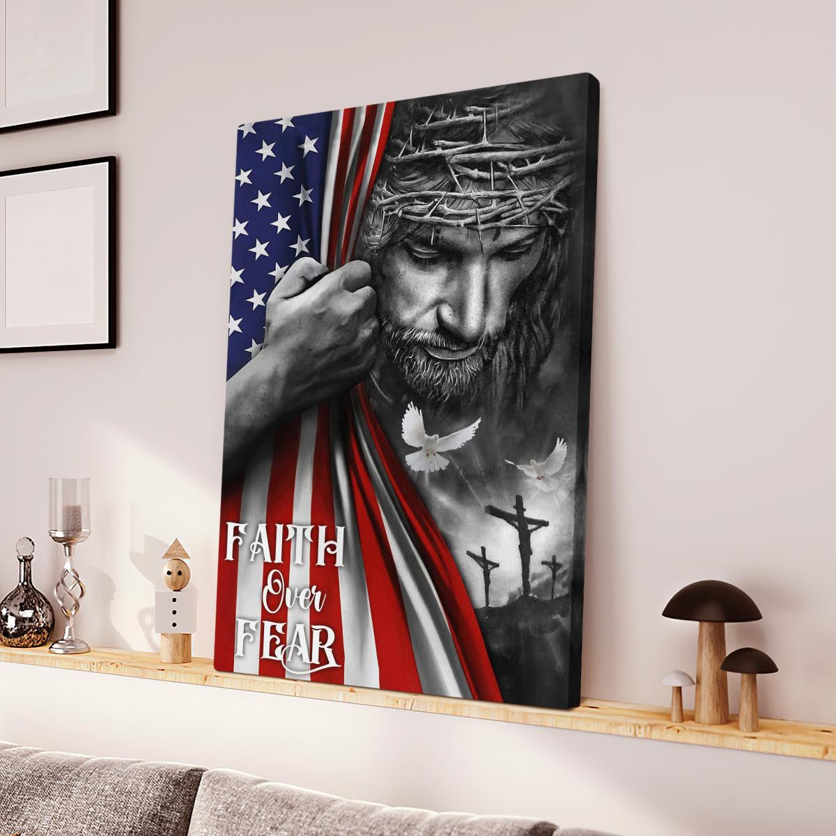 Faith Over Fear Canvas - God Canvas - Jesus Canvas Christian Wall Art