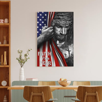 Faith Over Fear Canvas - God Canvas - Jesus Canvas Christian Wall Art