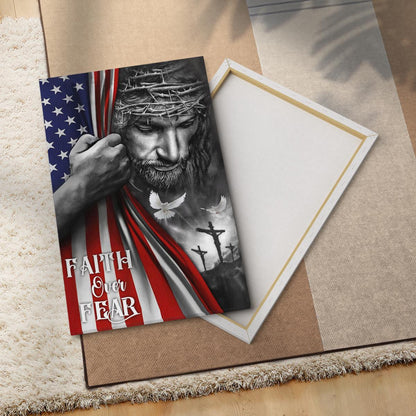Faith Over Fear Canvas - God Canvas - Jesus Canvas Christian Wall Art