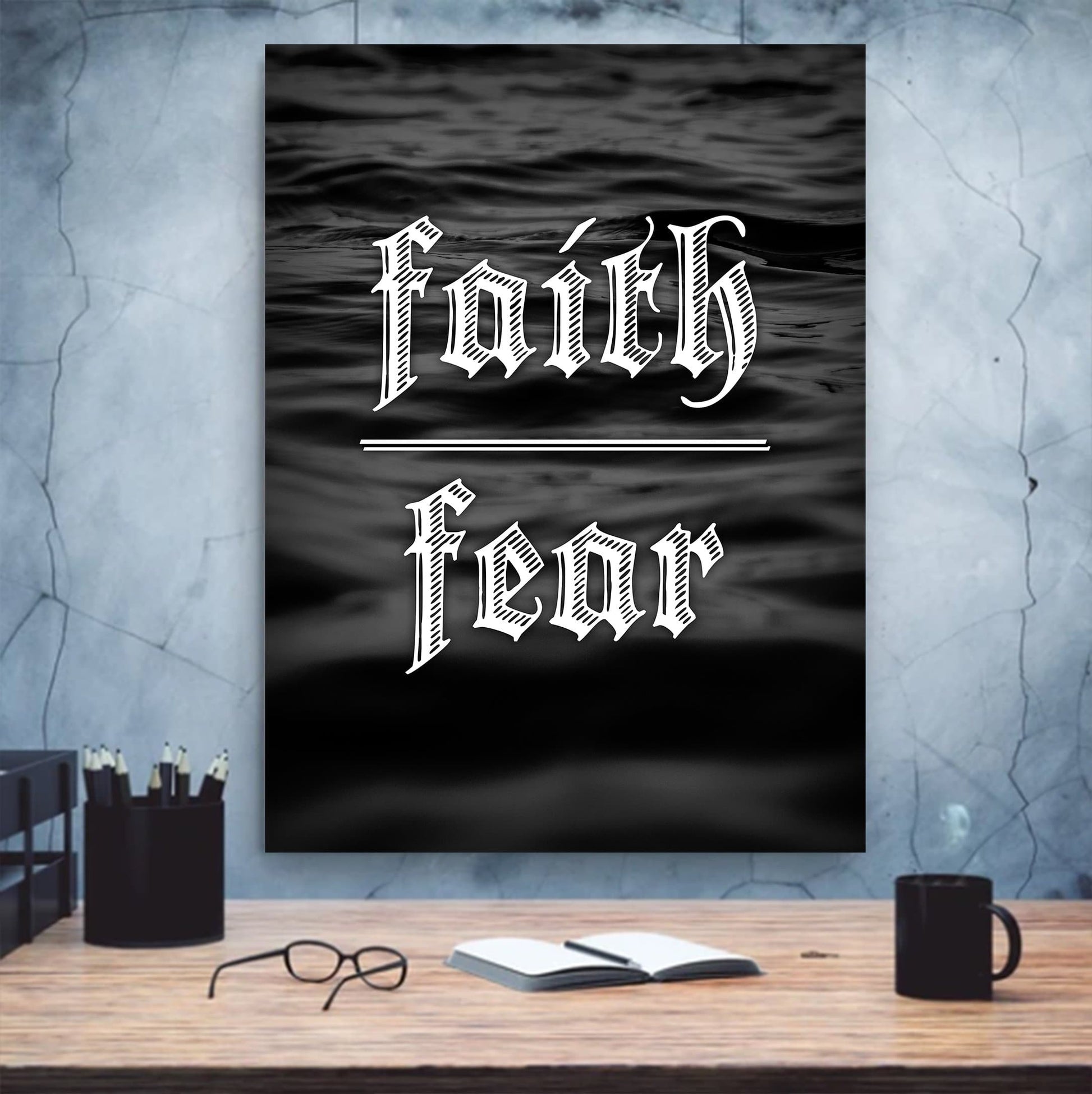 Faith Over Fear Canvas - Religious Canvas Art - Christian Canvas Wall Art - Ciaocustom
