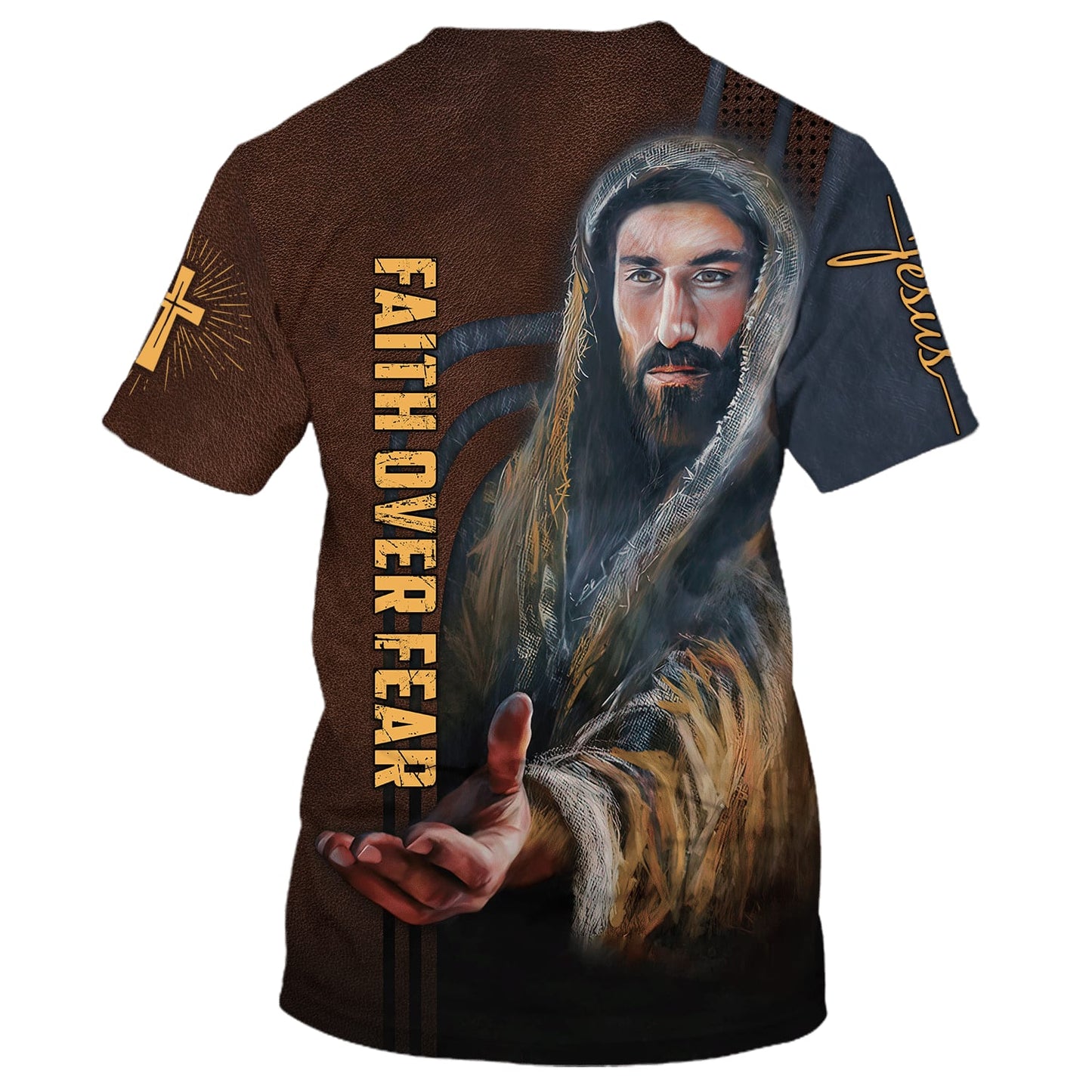 Faith Over Fear Christian Jesus Vertical Cross 3D All Over Printed Shirt for Men and Women