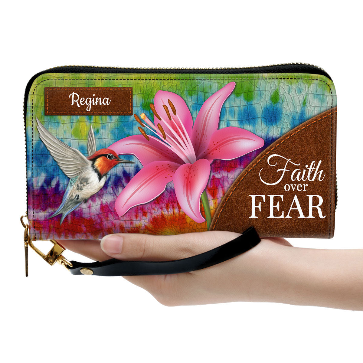 Faith Over Fear Clutch Purse For Women - Personalized Name - Christian Gifts For Women