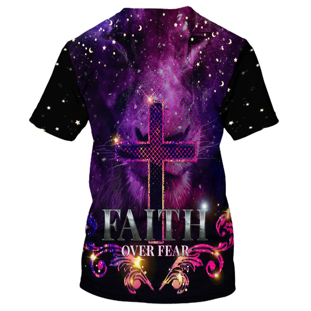 Faith Over Fear Cross 3d All Over Print Shirt - Christian 3d Shirts For Men Women