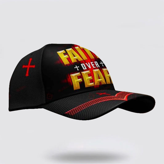 Faith Over Fear Cross Baseball Cap - Christian Hats for Men and Women
