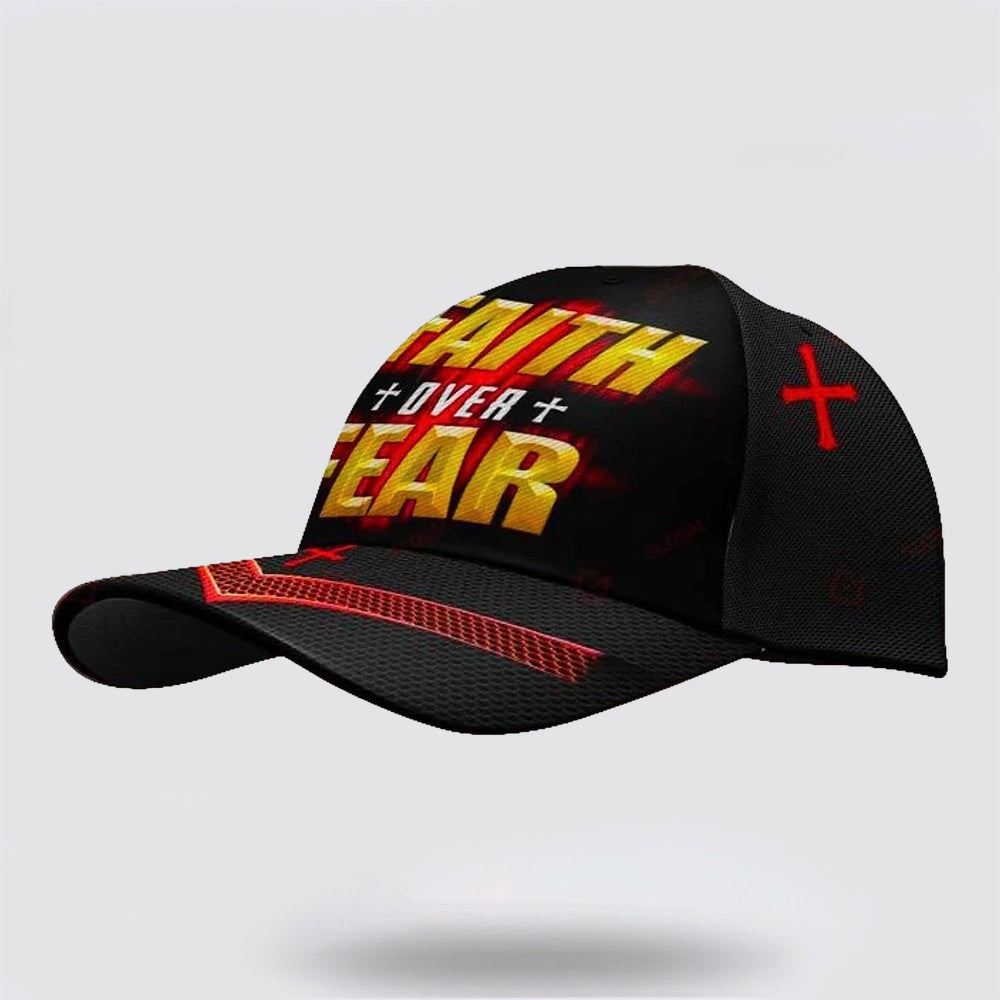 Faith Over Fear Cross Baseball Cap - Christian Hats for Men and Women