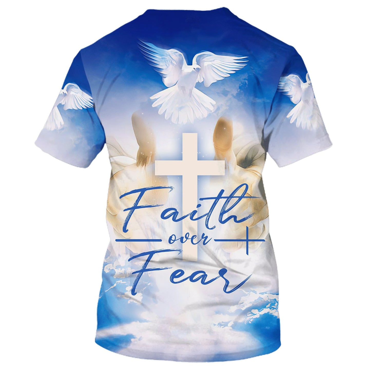 Faith Over Fear Cross Dove 3d Shirts - Christian T Shirts For Men And Women