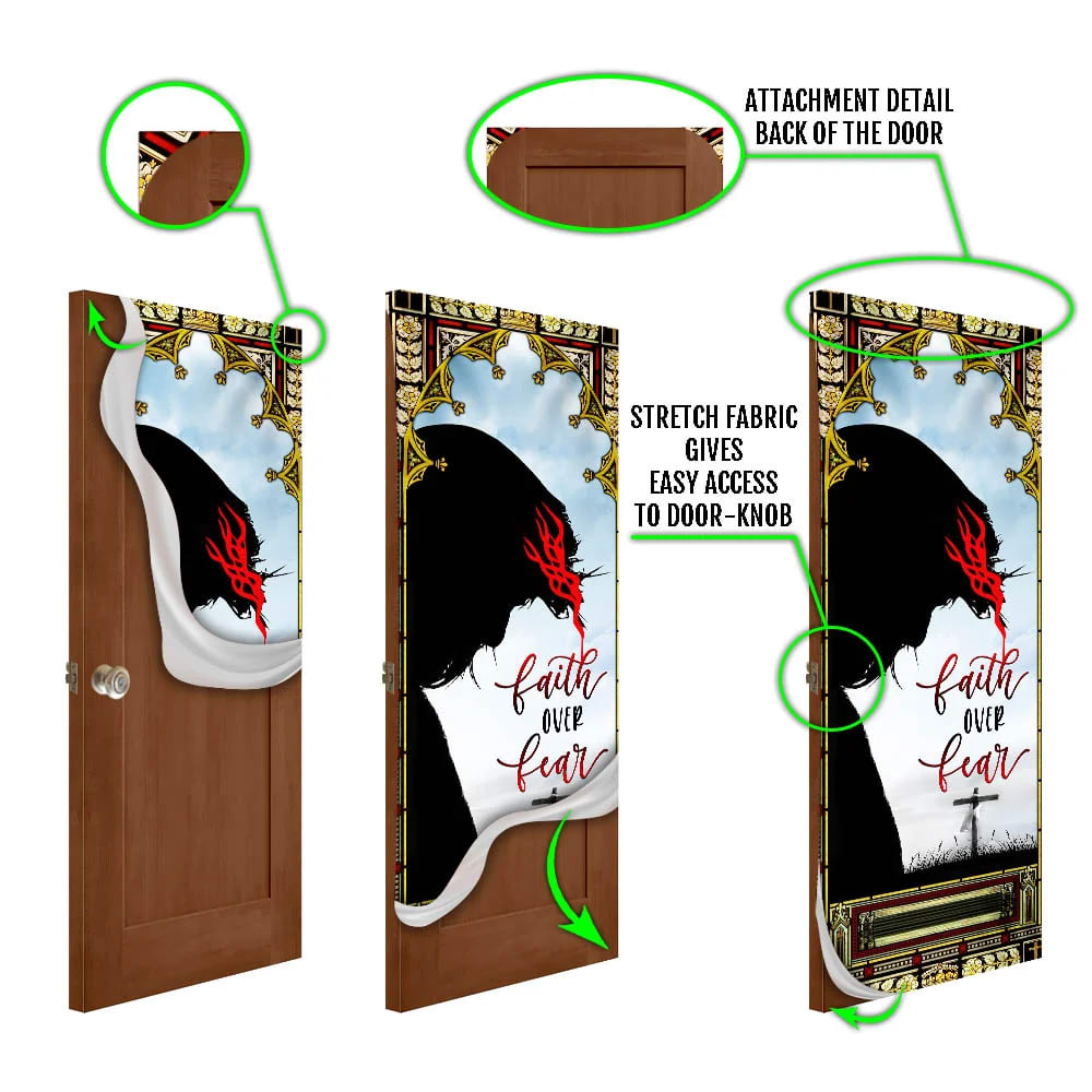 Faith Over Fear Door Cover - Religious Door Decorations - Christian Home Decor