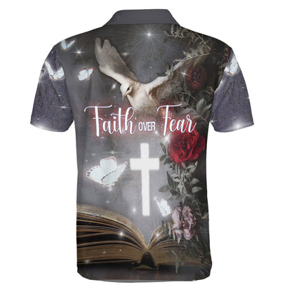 Faith Over Fear Dove And Cross Polo Shirt - Christian Shirts & Shorts