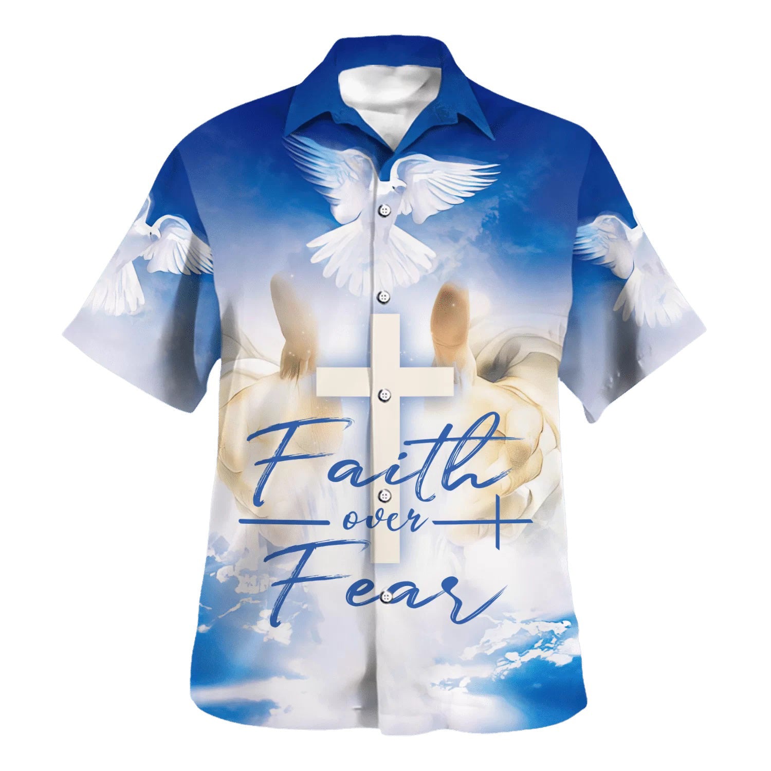Faith Over Fear Eagle Hawaiian Shirt - Christian Hawaiian Shirt - Best Hawaiian Shirts