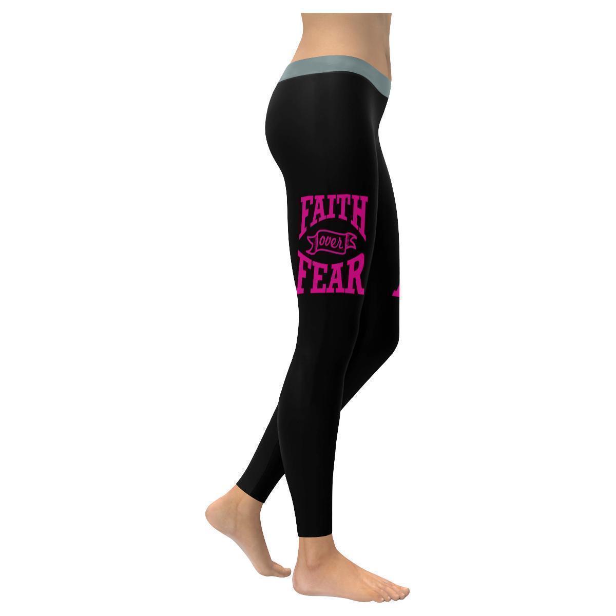 Faith Over Fear Funny Christian Jesus Faith  Upf40+ Womens Leggings - Christian Leggings For Women