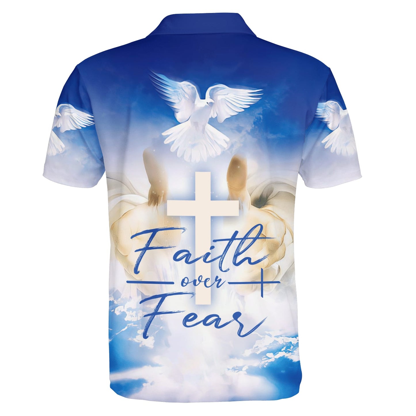 Faith Over Fear Jesus And Dove Polo Shirt - Christian Shirts & Shorts