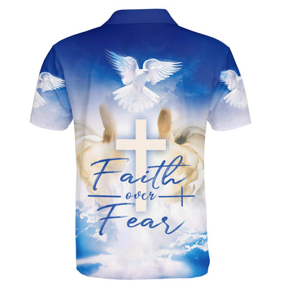 Faith Over Fear Jesus And Dove Polo Shirt - Christian Shirts & Shorts