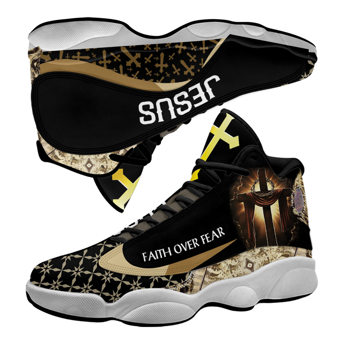 Faith Over Fear Jesus Basketball Shoes For Men Women - Christian Shoes - Jesus Shoes - Unisex Basketball Shoes
