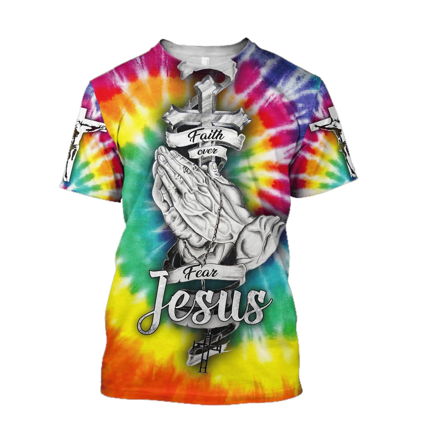 Faith Over Fear Jesus Colorful Shirts - Christian 3d Shirts For Men Women