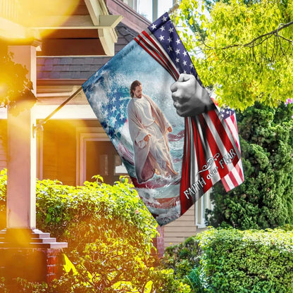 Faith Over Fear Jesus God House Flags - Christian Garden Flags - Outdoor Christian Flag