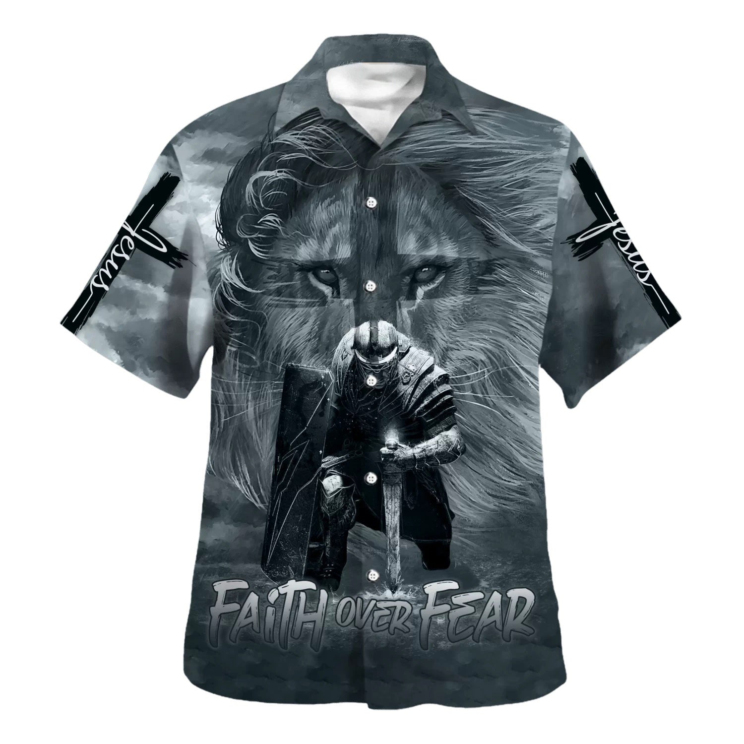 Faith Over Fear Jesus Hawaiian Shirt - Christian Hawaiian Shirt - Religious Hawaiian Shirts