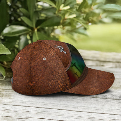 Faith Over Fear Jesus Leather Style Baseball Cap