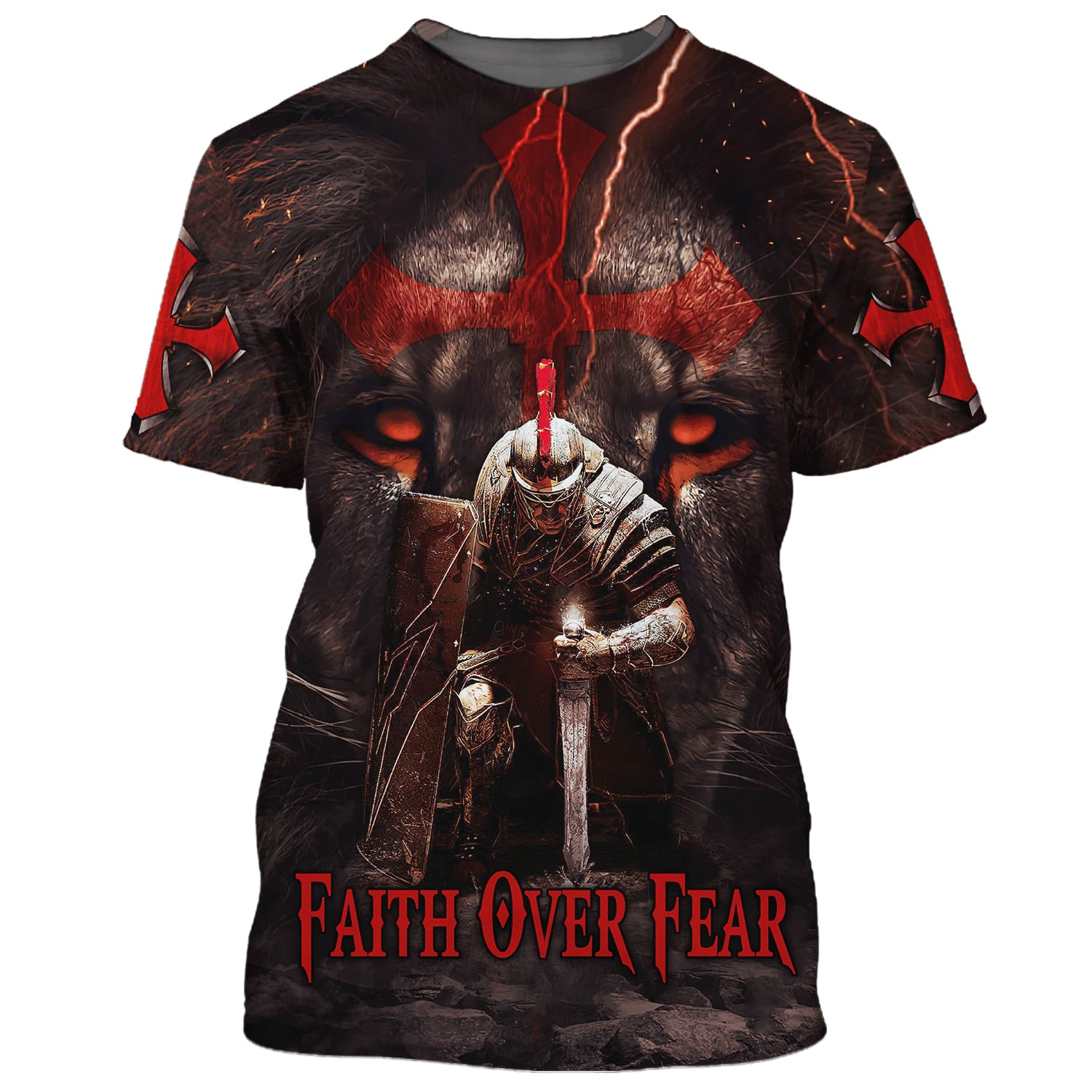 Faith Over Fear Knight Of The Lion 3D All Over Printed Shirt for Men and Women