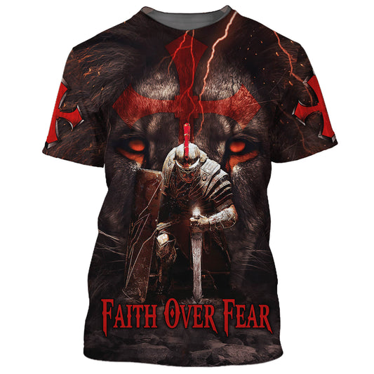 Faith Over Fear Knight Of The Lion 3D All Over Printed Shirt for Men and Women