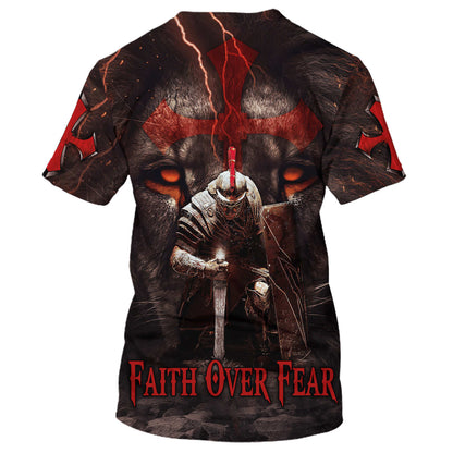 Faith Over Fear Knight Of The Lion 3D All Over Printed Shirt for Men and Women