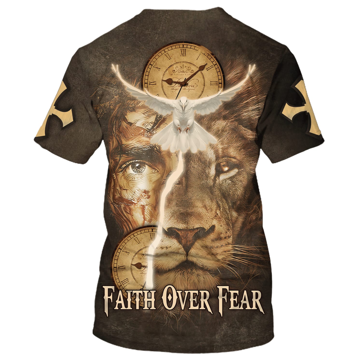 Faith Over Fear Lion Dove 3d Shirts - Christian T Shirts For Men And Women