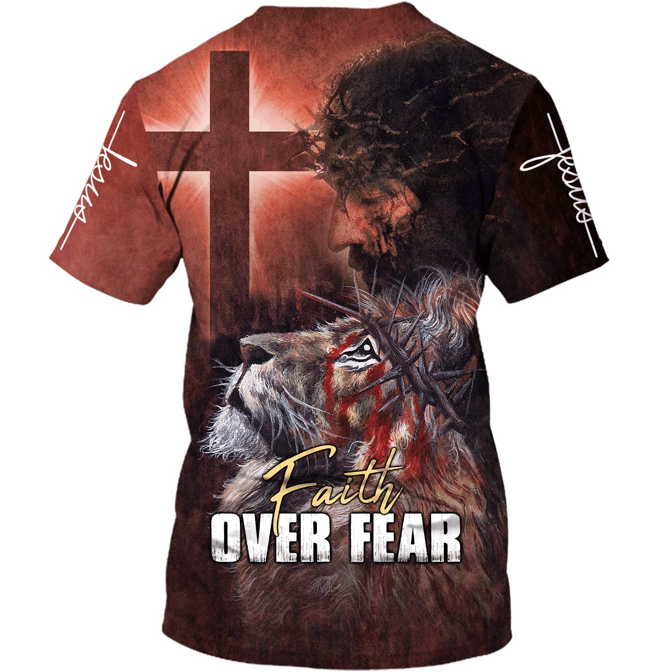 Faith Over Fear Lion Jesus 3d Shirts - Christian T Shirts For Men And Women