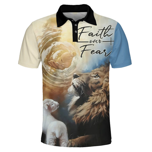 Faith Over Fear Lion Polo Shirt - Christian Shirts & Shorts