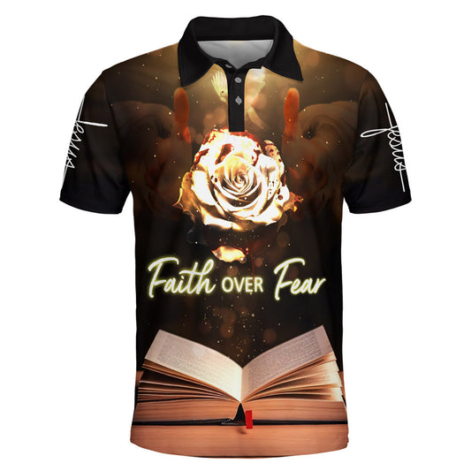Faith Over Fear Rose Polo Shirt - Christian Shirts & Shorts