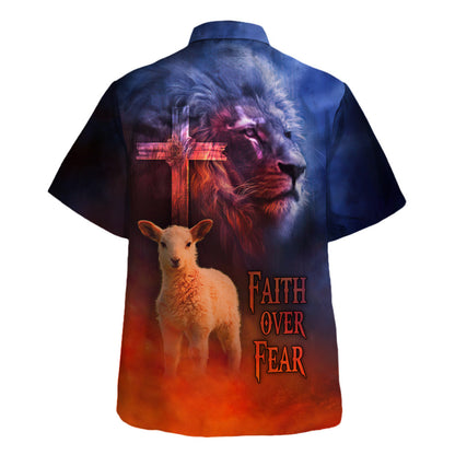 Faith Over Fear Sheep Hawaiian Shirt - Christian Hawaiian Shirt - Religious Hawaiian Shirts